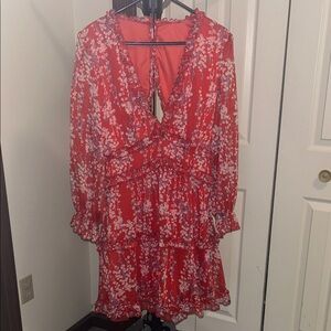 Floral Red Dress